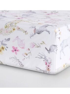 Oilo Studio Floral and Animal Woodland Deer Crib sheet